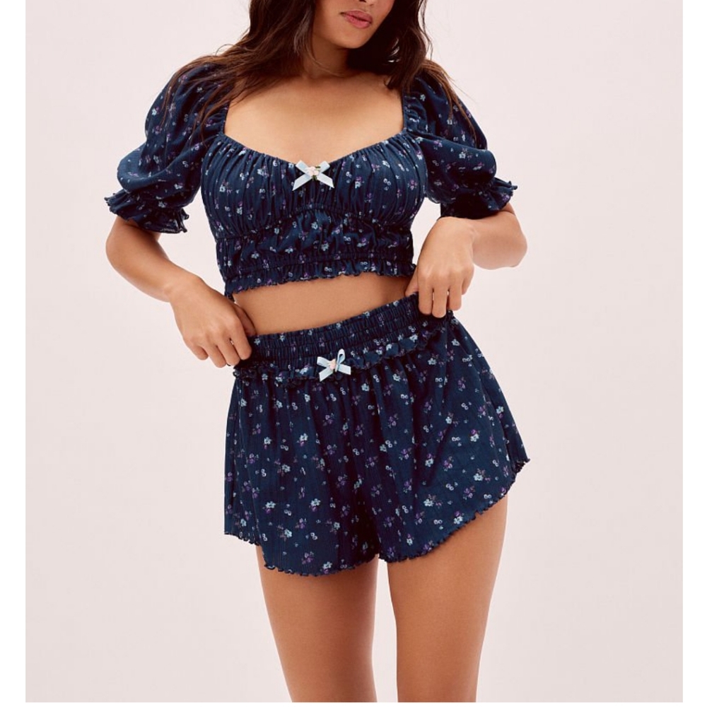 For Love & Lemons Lola Pointelle Shorts XS